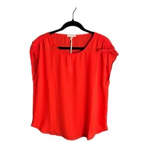 Pleione Orange Short Sleeve Blouse With Cinched Detail Size Medium